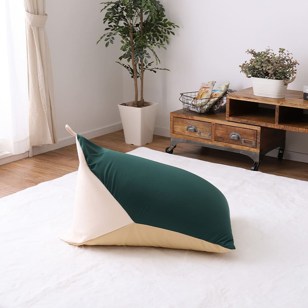 カラーが選べるリラックスビーズクッション  グリーン／ベージュ 【直送品】 返品・キャンセル・他商品と同時購入は不可