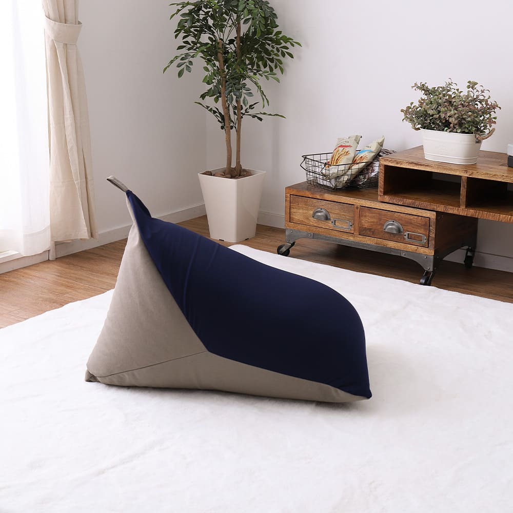 カラーが選べるリラックスビーズクッション  ネイビー／グレー 【直送品】 返品・キャンセル・他商品と同時購入は不可