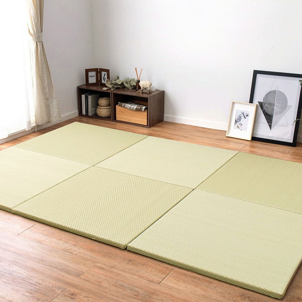 水拭きできる い草風置き畳 綾模様 グリーン 同色6枚組  【直送品】 返品・キャンセル・他商品と同時購入は不可
