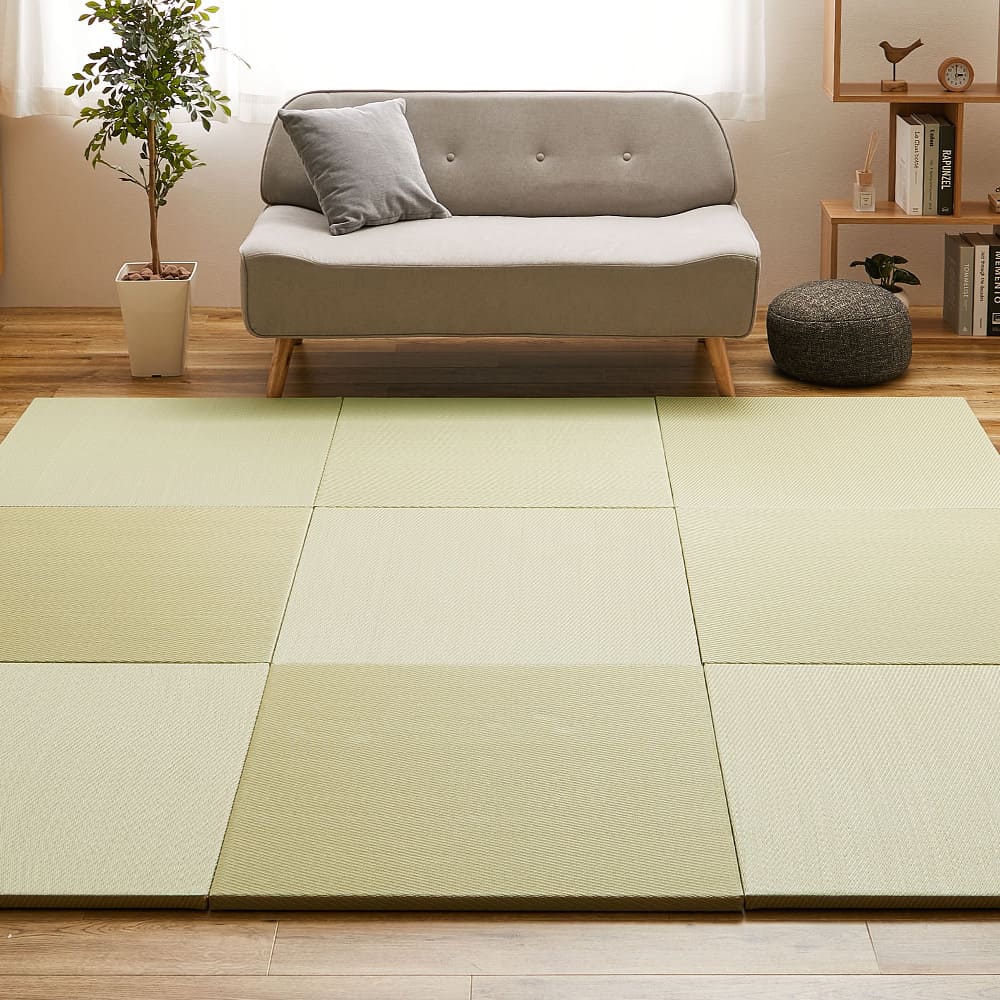 水拭きできる い草風置き畳 綾模様 グリーン 同色9枚組  【直送品】 返品・キャンセル・他商品と同時購入は不可