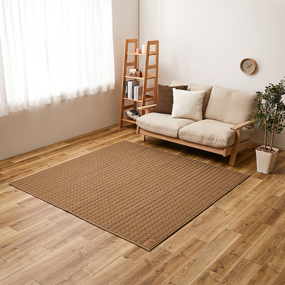 洗えるスウェットキルトラグ ココン  ブラウン130×190  【直送品】 返品・キャンセル・他商品と同時購入は不可