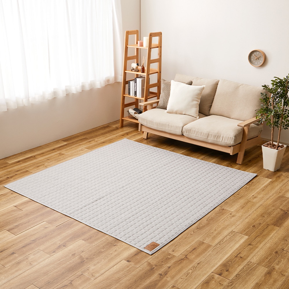 洗えるスウェットキルトラグ ココン  グレー190×190  【直送品】 返品・キャンセル・他商品と同時購入は不可
