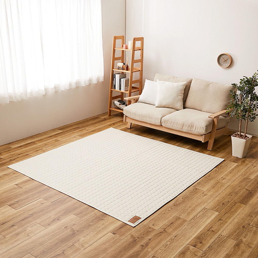洗えるスウェットキルトラグ ココン  アイボリー190×240  【直送品】 返品・キャンセル・他商品と同時購入は不可