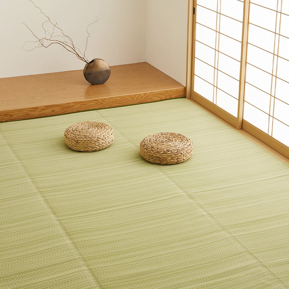 洗えるい草風カーペット ライアン 団地間6畳 グリーン  【直送品】 返品・キャンセル・他商品と同時購入は不可