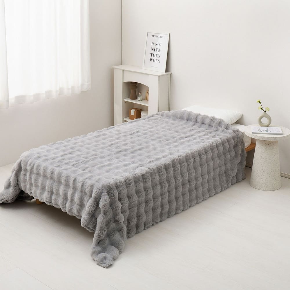 ポコポコ毛布 ルナ ハーフ 約100×140cm グレー 【直送品】 返品・キャンセル・他商品と同時購入は不可
