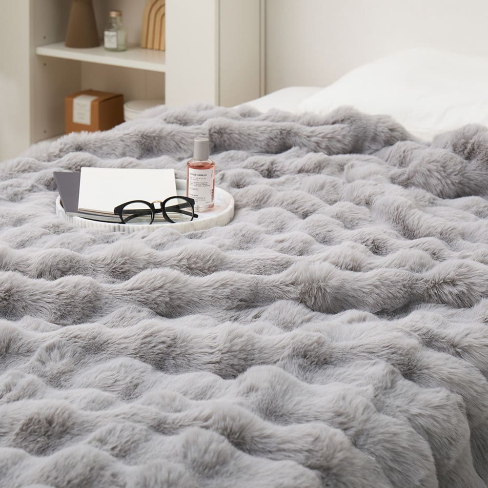 ポコポコ毛布 ルナ ダブル 約180×200cm グレー 【直送品】 返品・キャンセル・他商品と同時購入は不可