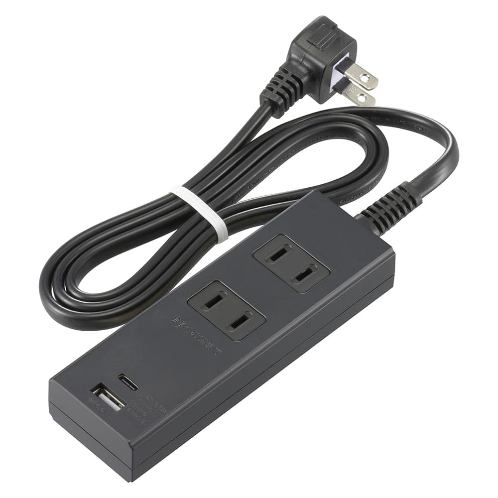 オーム電機 2個口 タップPD対応タイプC／Aポート付き HS-TU21PD23-K