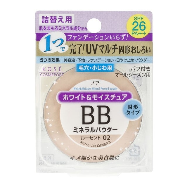 コーセーコスメポート ノア ホワイト＆モイスチュア BBミネラルプレストパウダー UV02 詰め替え 8g