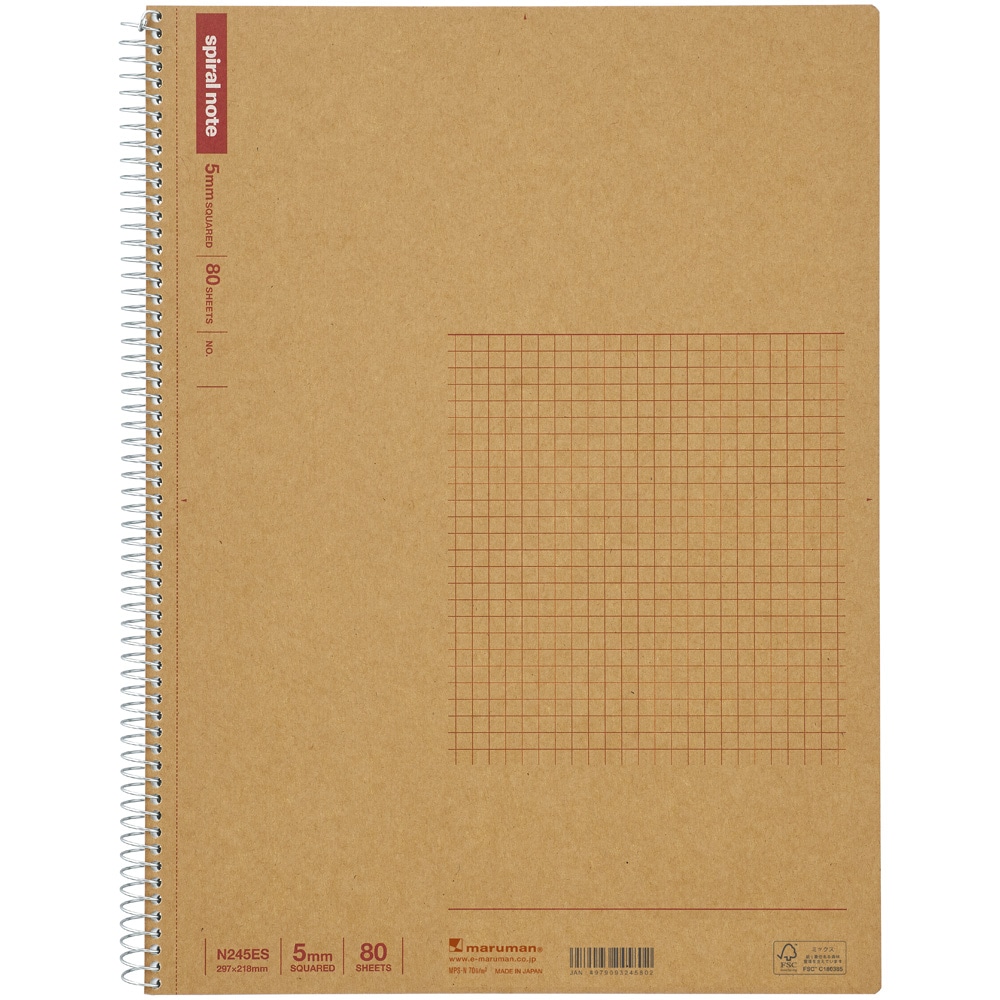 マルマン A4 スパイラルノート 方眼罫80枚 １冊入
