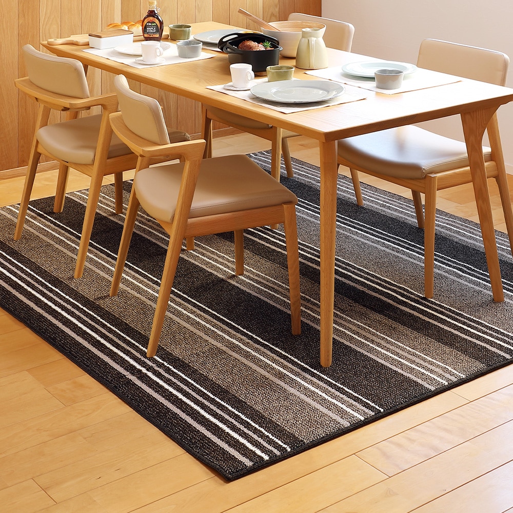 撥水機能付きダイニングラグ マージ 180×220cm ブラウン 【直送品】 返品・キャンセル・他商品と同時購入は不可