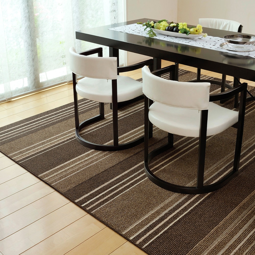 撥水機能付きダイニングラグ マージ 220×250cm ブラウン 【直送品】 返品・キャンセル・他商品と同時購入は不可