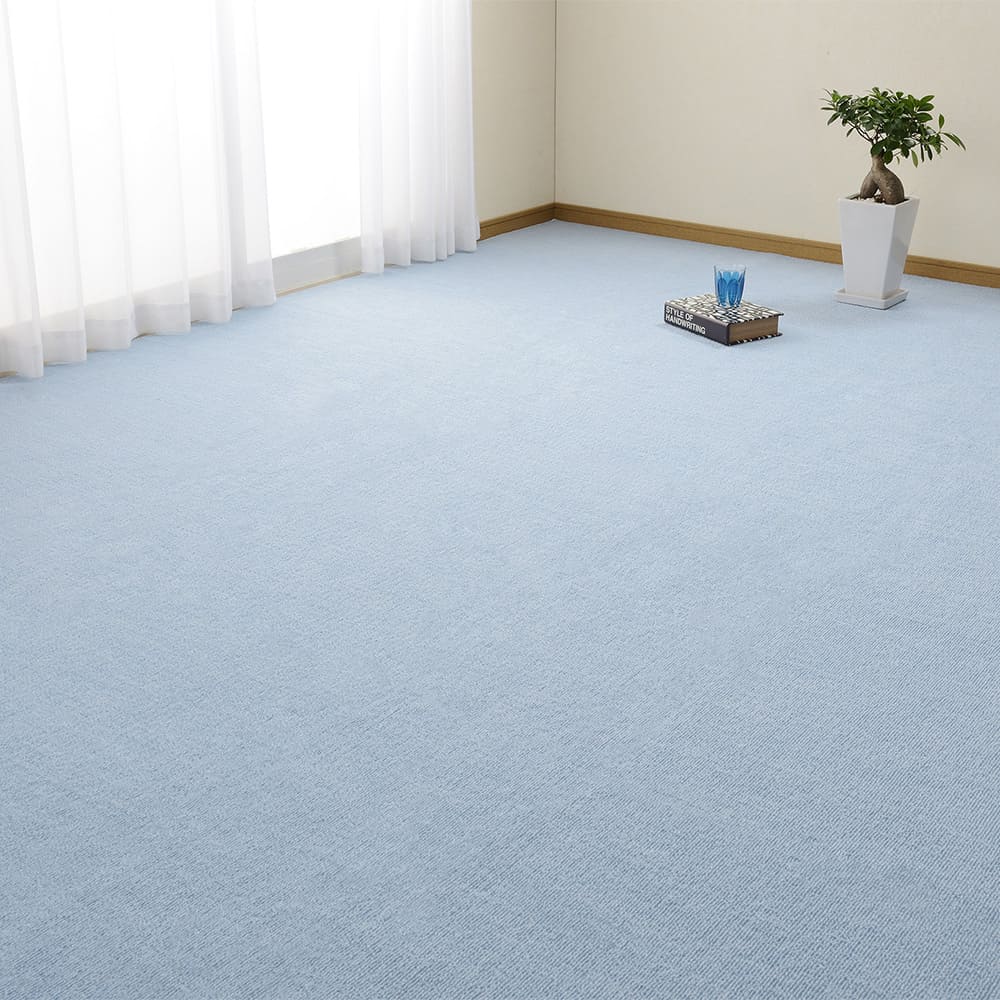 ループパイルの平織カーペット ミーテ 江戸間8畳 ブルー 【直送品】 返品・キャンセル・他商品と同時購入は不可