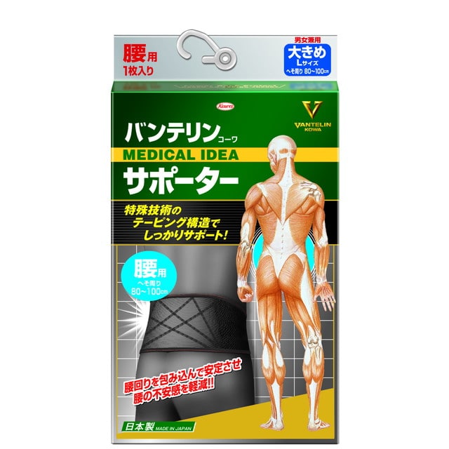 興和 バンテリンコーワサポーター 腰用 大きめサイズ ブラック