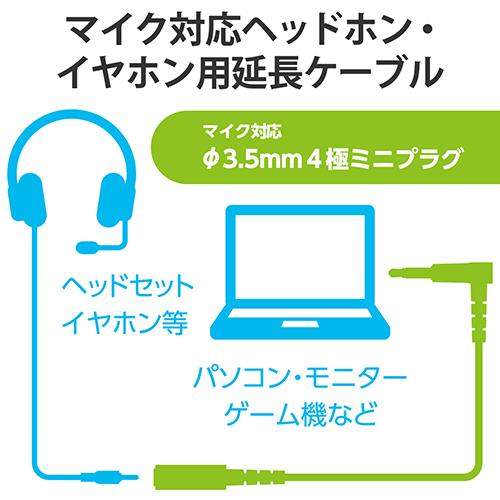 エレコム(ELECOM) AV-354P20BK ブラック イヤホン/ヘッドホン用 延長コード マイク対応 2.0m