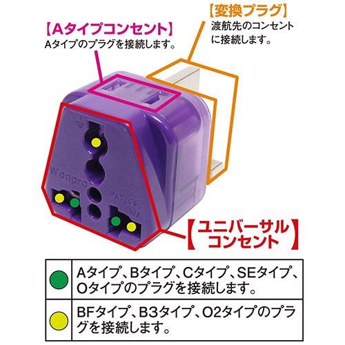ミヨシ MBA-WBF BFタイプ 海外電源変換アダプタ Wコンセント