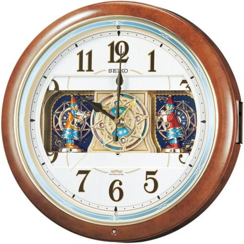 セイコー(SEIKO) RE559H 電波からくり時計 掛け時計 ウエーブシンフォニー 茶 マーブル 模様