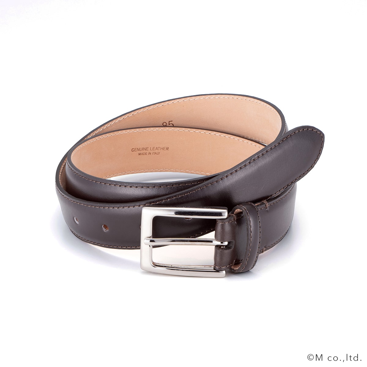 ［ラルコバレーノ］30mm フレンチカーフベルト D.BROWN 85