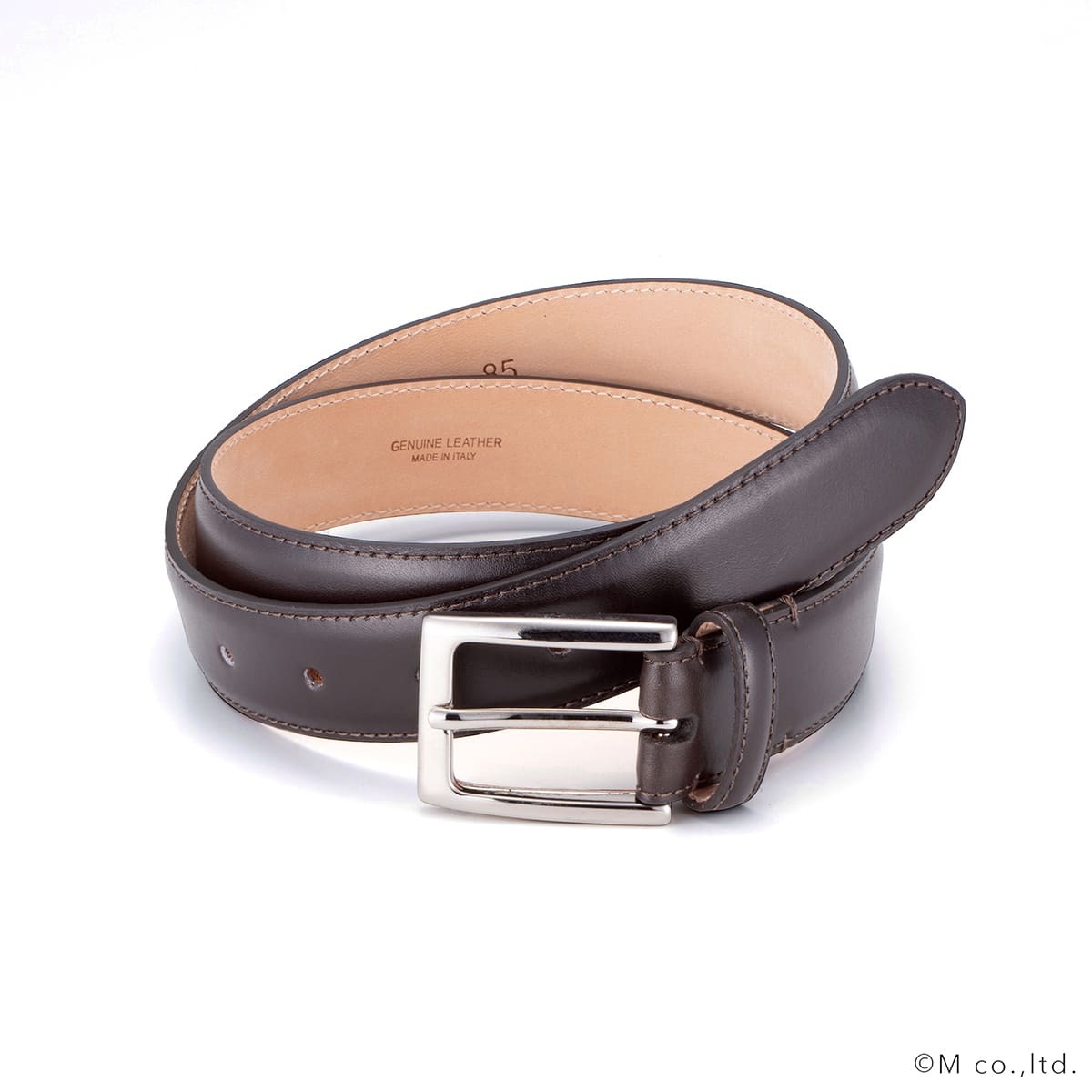 ［ラルコバレーノ］30mm フレンチカーフベルト D.BROWN 90