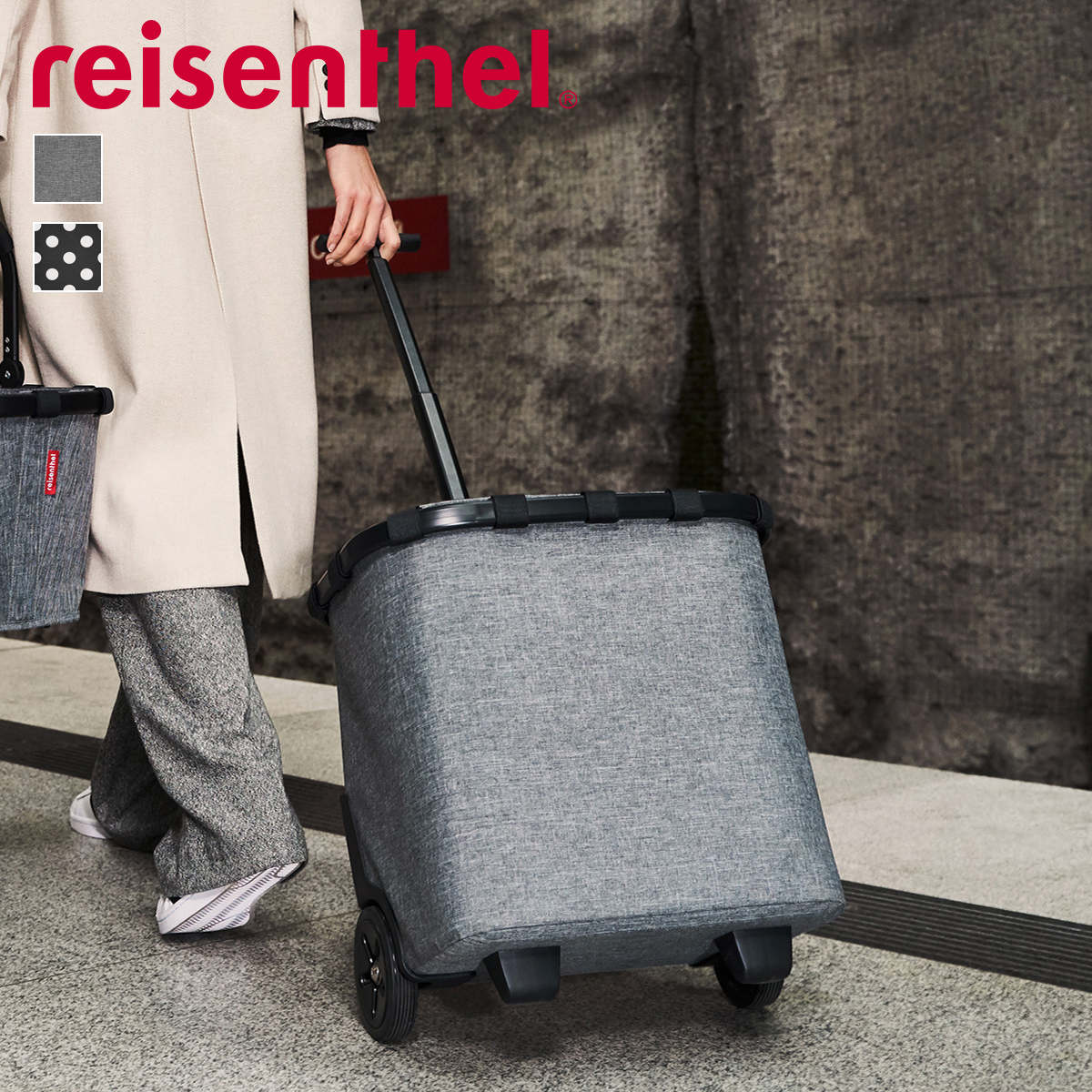 ショッピングカート reisenthel CARRYCRUISER FRAME （ ライゼンタール キャリークルーザー フレーム 40L 買い物カート 頑丈 大容量 キャリーカート 2輪 伸縮ハンドル ショルダーベルト アウトドア おしゃれ ） 【DOTSWHITE】
