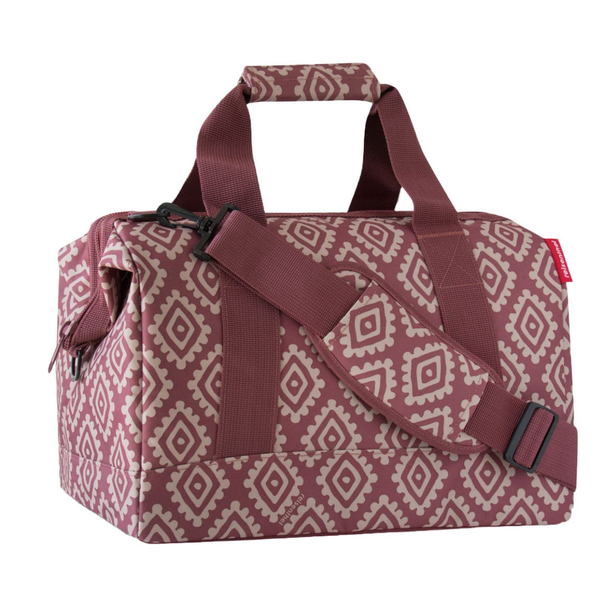 ボストンバッグ reisenthel ALLROUNDER L DIAMONDS ROUGE （ バッグ ライゼンタール オールラウンダー トラベルバッグ レディース 旅行 ショルダーベルト付き がま口 旅行バッグ 2泊 3泊 メンズ おしゃれ ）