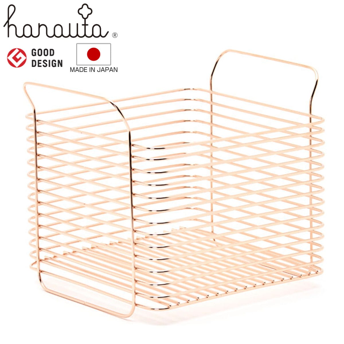 キッチンバスケット L hanauta ハナウタ ローズゴールド ( ワイヤーバスケット ワイヤーラック 収納バスケット ステンレス 日本製 かご 深型 収納かご 小物入れ 収納ボックス 整理ボックス キッチン 収納 )