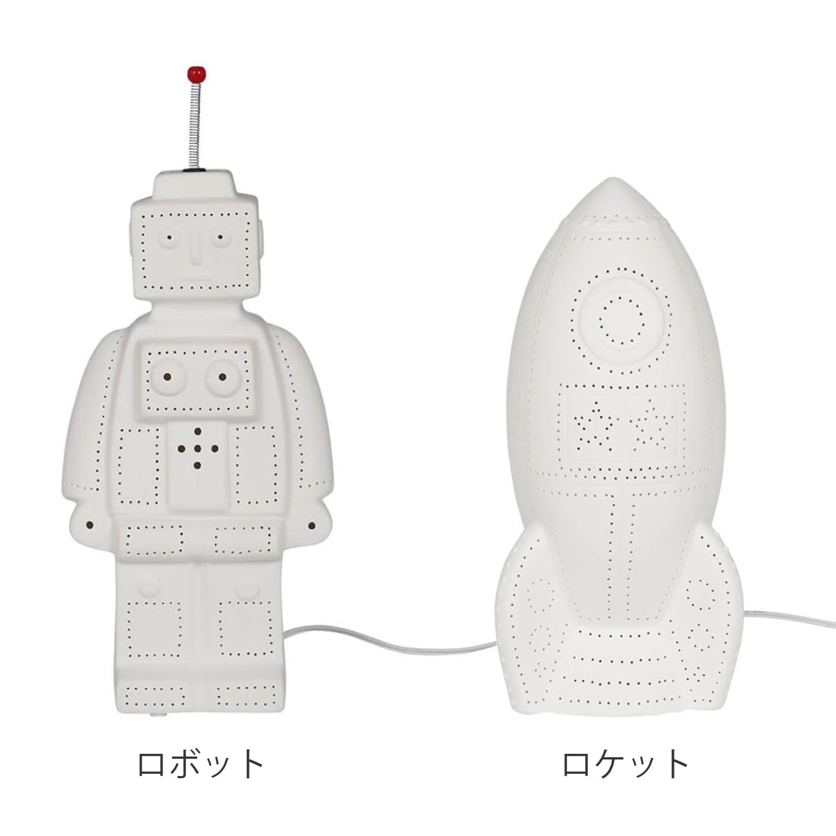 ダルトン テーブルランプ LEDライト対応 ポーセリンライト PORCELAIN LIGHT ( ライト ロボット ロケット 陶磁器 LED テーブルライト ランプ DULTON 照明 スイッチ付き E17 インテリア 子ども かわいい ホワイト ロボット型ランプ ) 【ロケット】 ロケット