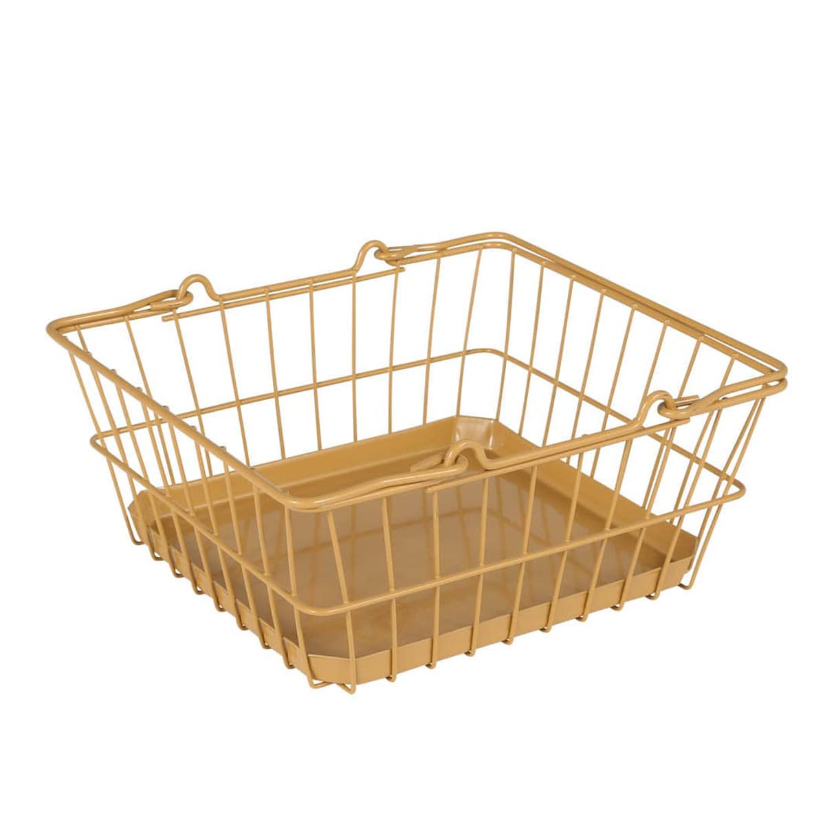 レジかご ダルトン SQUARE BASKET TRAY SAND BEIGE バスケット 幅25.5×奥行23×高さ11.5cm ( DULTON 収納バスケット ワイヤーバスケット かご カゴ 収納 持ち手付き 収納ボックス 収納ケース 小物収納 ディスプレイ おしゃれ )