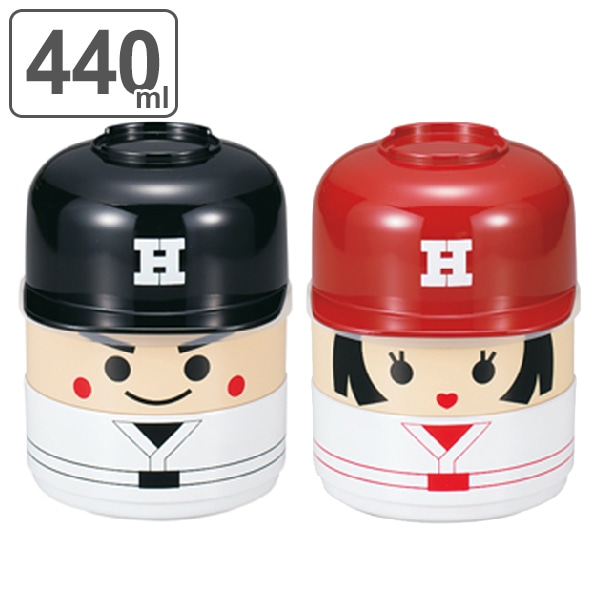 お弁当箱 2段 お椀付き こけし弁当 野球 440ml ランチボックス HAKOYA ( 弁当箱 食洗機対応 レンジ対応 汁椀 味噌汁 二段 レンジOK 食洗機OK 和風 こけし 二段弁当箱 かわいい 汁椀付き 日本製 ハコヤ ふんわり ふわっと ) 【 野球ガール 】 野球ガール