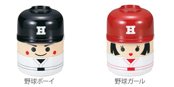 お弁当箱 2段 お椀付き こけし弁当 野球 440ml ランチボックス HAKOYA ( 弁当箱 食洗機対応 レンジ対応 汁椀 味噌汁 二段 レンジOK 食洗機OK 和風 こけし 二段弁当箱 かわいい 汁椀付き 日本製 ハコヤ ふんわり ふわっと ) 【 野球ガール 】 野球ガール
