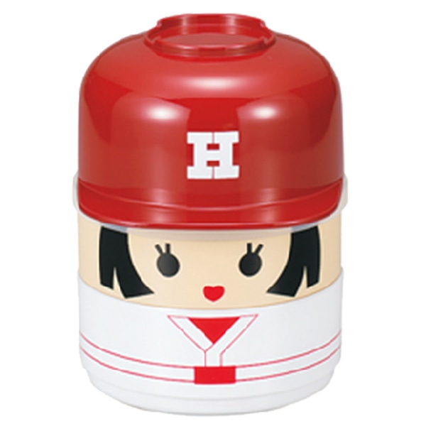 お弁当箱 2段 お椀付き こけし弁当 野球 440ml ランチボックス HAKOYA ( 弁当箱 食洗機対応 レンジ対応 汁椀 味噌汁 二段 レンジOK 食洗機OK 和風 こけし 二段弁当箱 かわいい 汁椀付き 日本製 ハコヤ ふんわり ふわっと ) 【 野球ガール 】 野球ガール