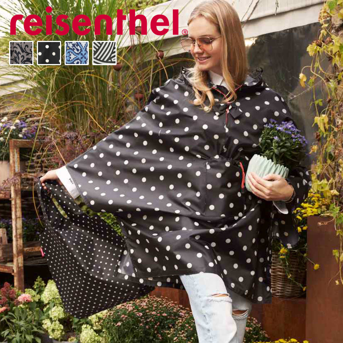 【アウトレット】カッパ reisenthel ポンチョ PONCHO 雨具 ( レインポンチョ レディース 撥水加工 折り畳み 自転車 レインウェア レインコート コンパクト 収納 雨がっぱ 雨合羽 アウトドア おしゃれ ) 【フローラル1】 フローラル1