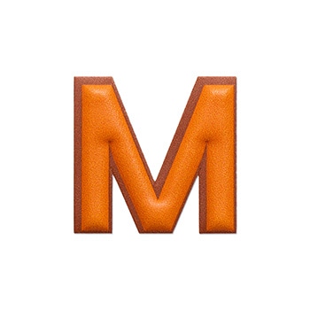 レザーステッカー アルファベット M オレンジ/ブラウン