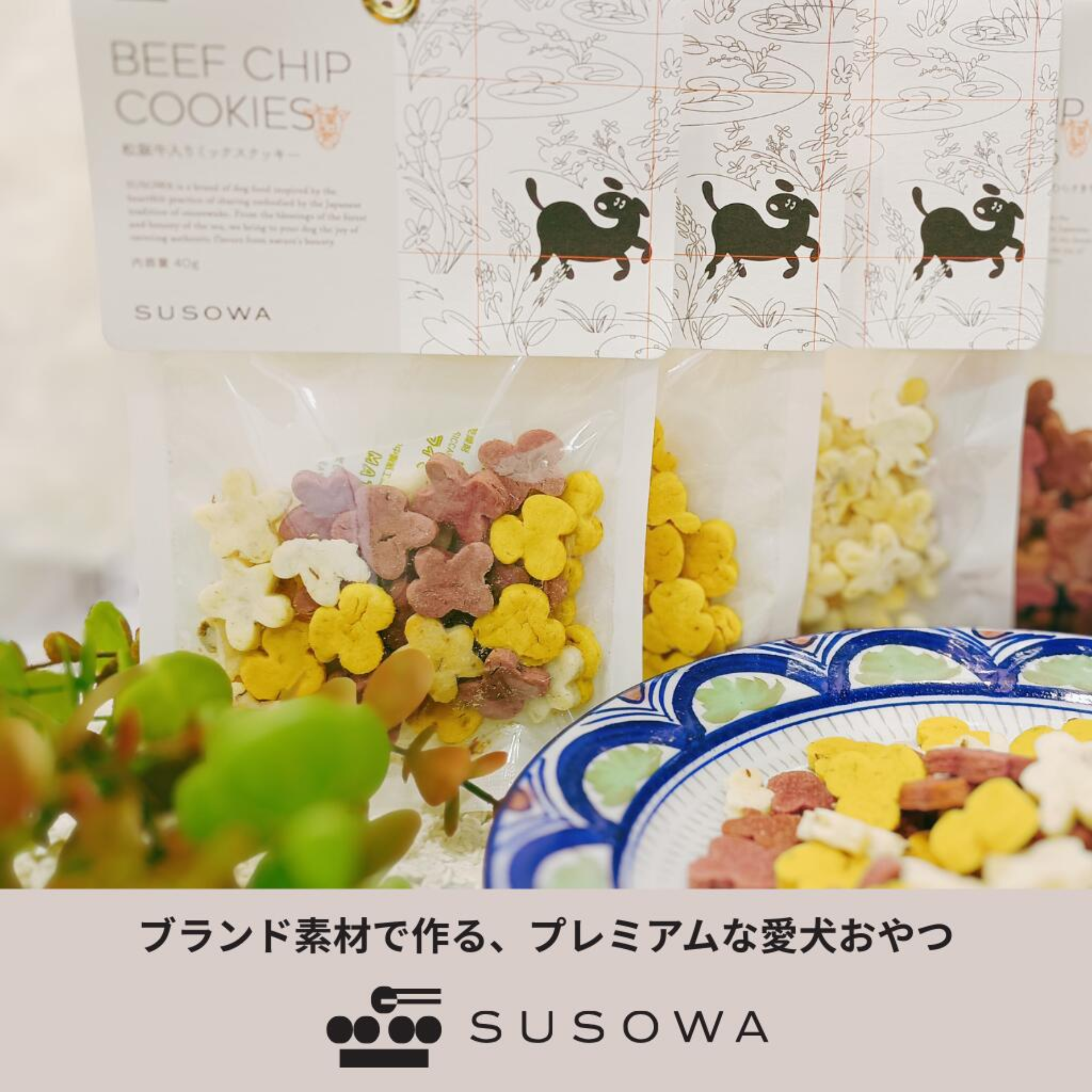 【SUSOWA】 松阪牛入りミックスクッキー 40g おやつ 犬 いぬ ごほうび パピー 成犬 国産 栄養 食べつき 人気 プレゼント ギフト 肉 牛肉 無添加 安心 安全