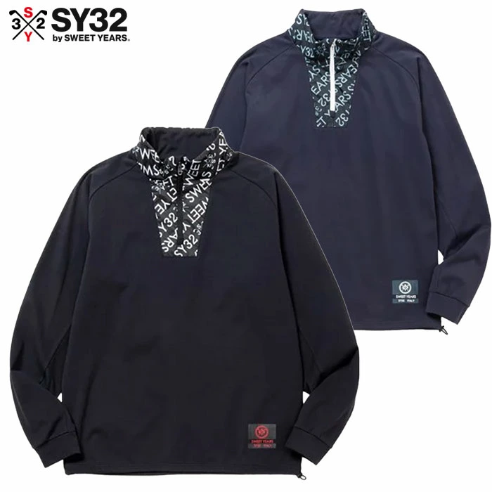 SY32 GOLF SYG-24A031 ゴルフウェア NECK GRAPHIC HALF-ZIP MOCK 長袖 メンズ 日本正規品 2024秋冬モデル 日本正規品