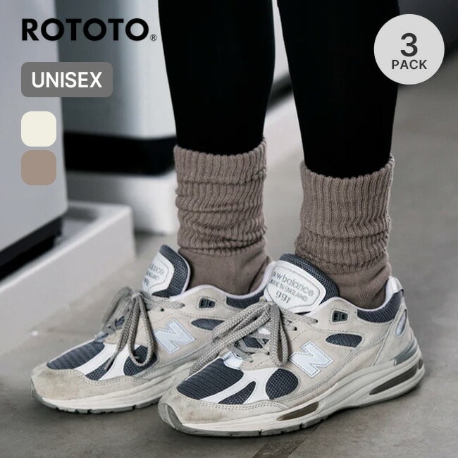 ROTOTO ロトト オーガニックデイリー3パッククルーソックス