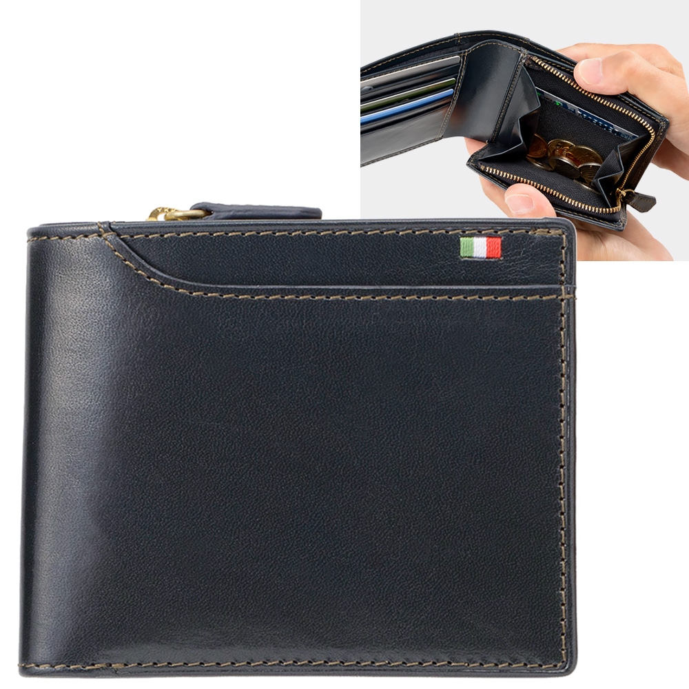 MILAGRO・イタリアンレザー23ポケット 2つ折り財布・ネイビー