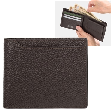 ベラ付き 二つ折り財布 シュリンクレザー・ダークブラウン／メンズ 財布 折り財布 2つ折り財布 カードポケット 札入れ 小銭入れ 大容量 革 本革 レザー 春財布 クリスマス 父の日 誕生日 プレゼント ギフト milagro CA-SP-706
