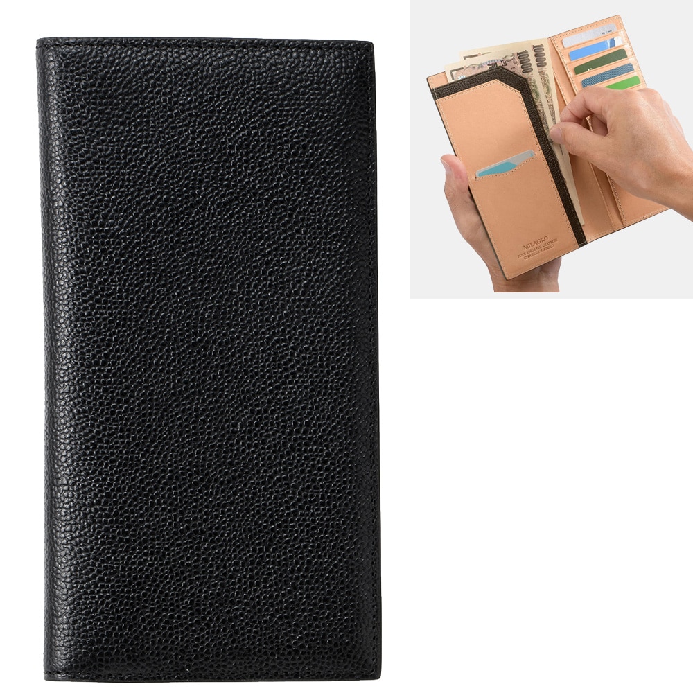 メンズ 薄型 長財布 英国製レザー・ブラック／財布 紳士 薄型 スリム ウォレット かぶせ長財布 スマート 革 本革 レザー 春財布 クリスマス 父の日 誕生日 クリスマス プレゼント ギフト