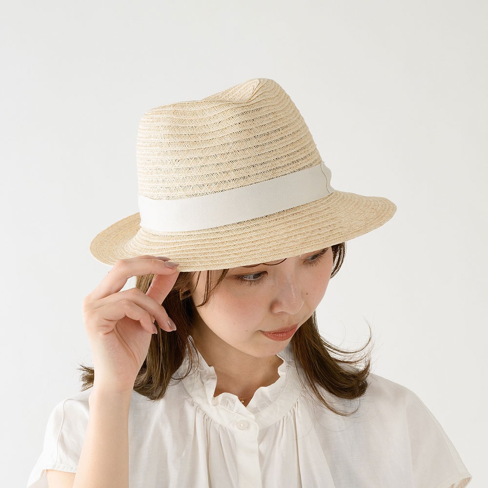 岡本帽子 マニラ麻・中折れ帽子・ナチュラル