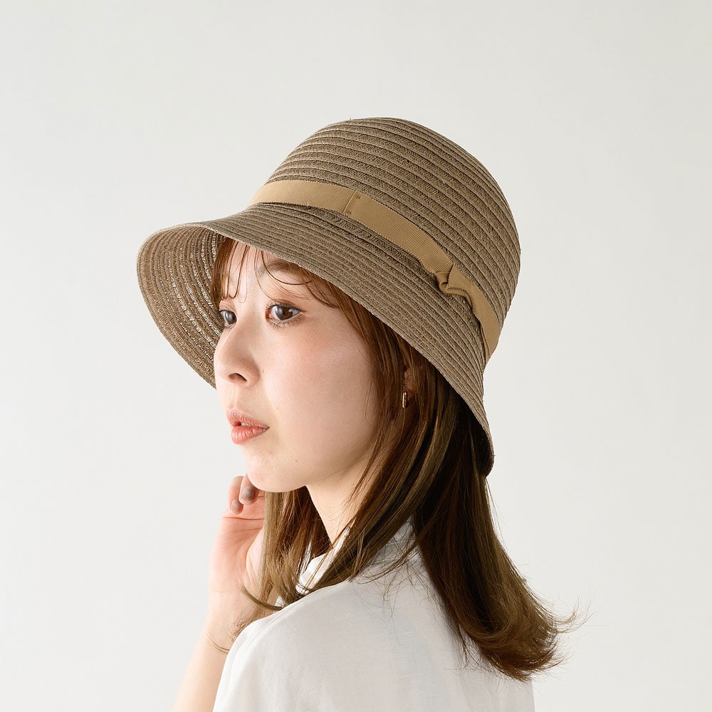 岡本帽子 マニラ麻・クロッシェ・ブラウン