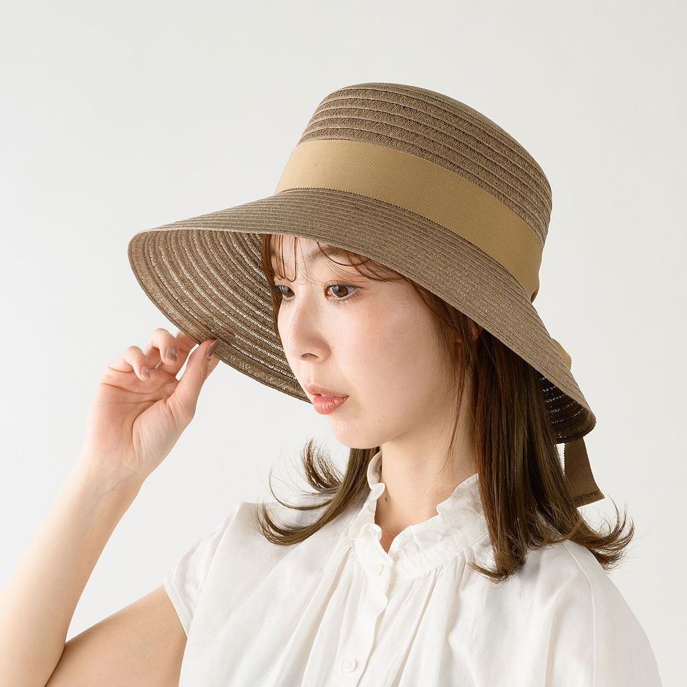 岡本帽子 マニラ麻・キャペリン・ブラウン