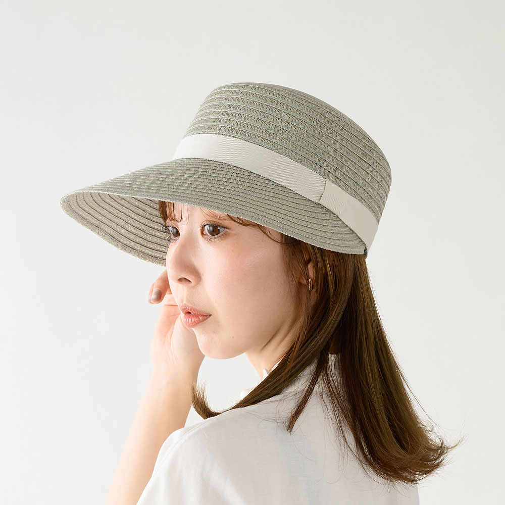 岡本帽子 マニラ麻・ジョッキー帽・グレー