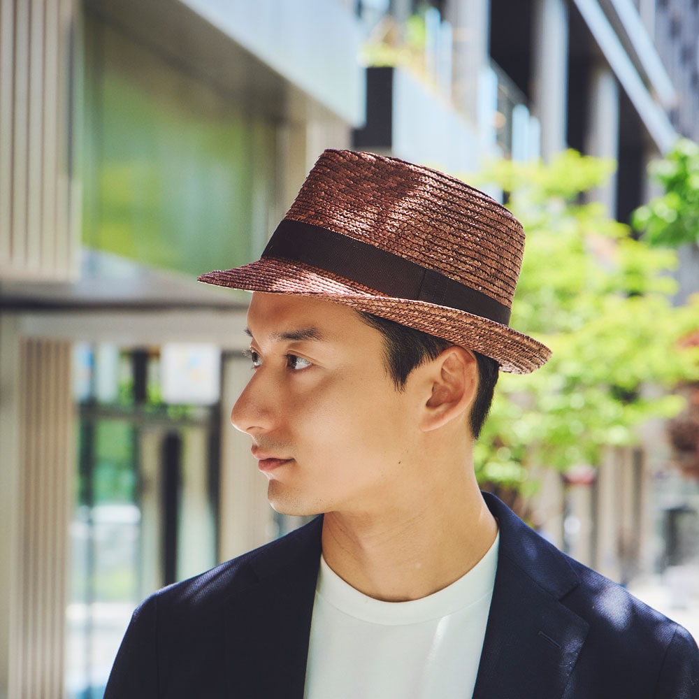 田中帽子店 Noah（ノア）麦わら 中折れハット・ブラウン S／麦わら帽子 メンズ 小さい サイズ 紳士 帽子 夏 uv 対策 日焼け防止 ギフト 誕生日 父の日 プレゼント 人気 日本製 国産