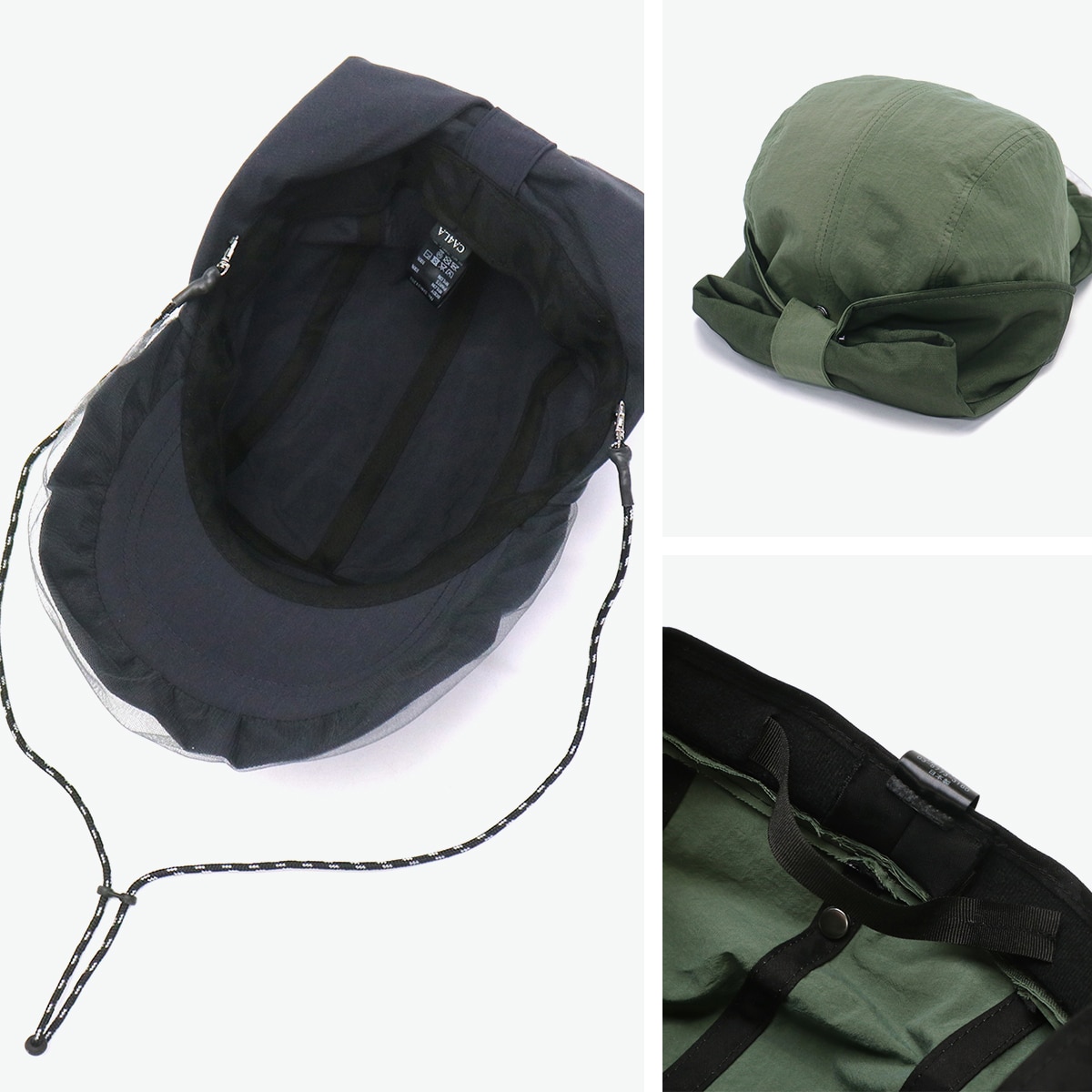 CA4LA キャップ レディース カシラ 帽子 ジェットキャップ 夏 黒 ブランド おしゃれ 撥水 UVカット 洗える 日除け付き 日焼け 防止 紫外線対策 カジュアル あご紐付き ネックカバー 大人 日本製 LULA SHK-01202 NAVY