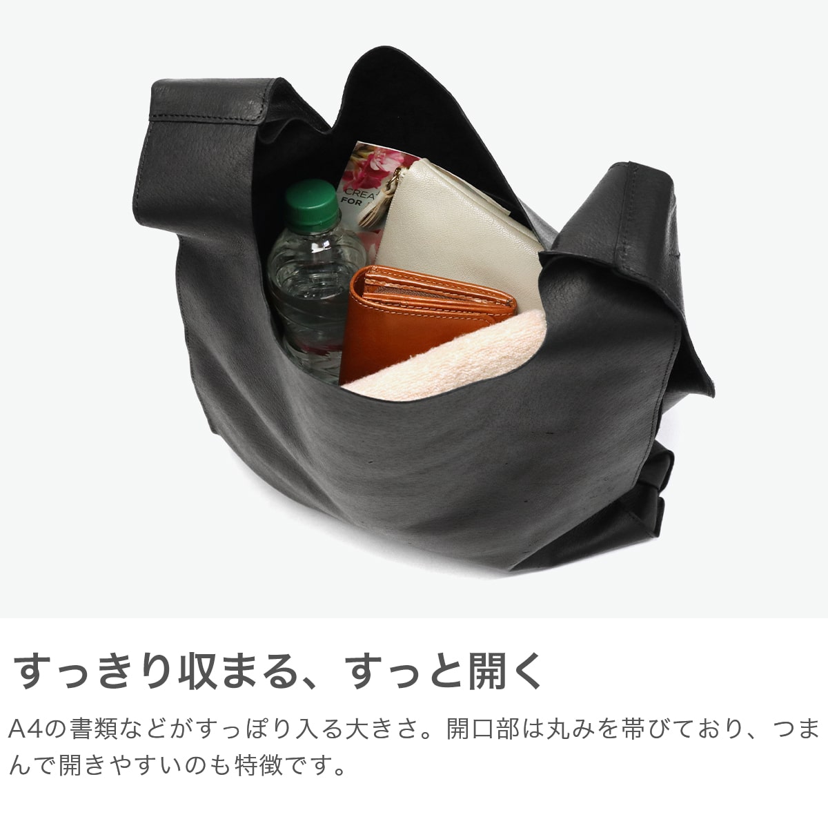 REN ショルダーバッグ メンズ レディース 大きめ レン バッグ ショルダー 斜めがけ ブランド A4 本革 革 レザー 大人 シンプル おしゃれ 肩掛け 日本製 HALLIE #30 レジブクロ ショルダー 1-30-13122 black