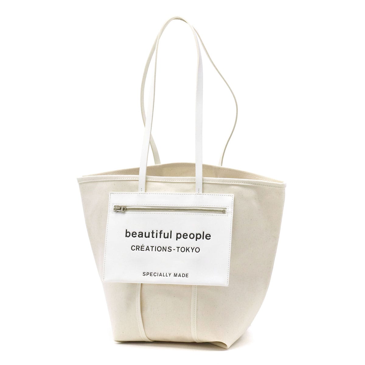 ビューティフルピープル トートバッグ キャンバス beautiful people lining logo pocket tote bag トート バッグ 大きめ コットン 通学 通勤 A4 日本製 レディース 7215611968 611968