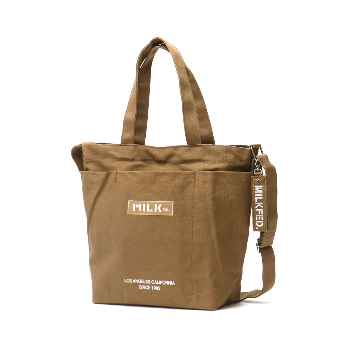 ミルクフェド 2WAYトート MILKFED. トートバッグ BAR AND UNDER LOGO BIG CANVAS BAG トート 2WAY ショルダーバッグ 斜めがけ B4 A4 大きめ 軽量 通学 通勤 高校生 女子 レディース 103201053013