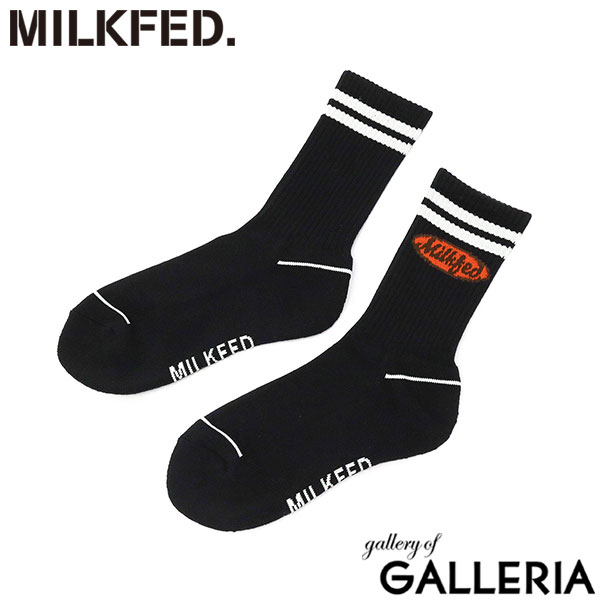【メール便】 ミルクフェド 靴下 ソックス レディース 暖かい MILKFED. ラインソックス クルー丈 リブ リブソックス ストリート おしゃれ カジュアル かわいい ロゴ 女子 OVAL LOGO SOCKS 103251054003