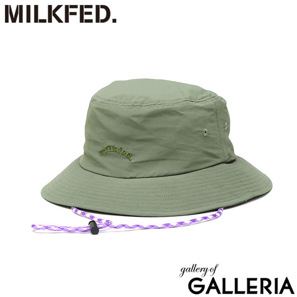 ミルクフェド ハット レディース MILKFED. UV UVカット 帽子 夏 バケットハット 紐付き 吸水速乾 撥水 消臭 抗菌 遮光 遮熱 紫外線対策 日除け ロゴ 刺繍 シンプル ARCH COOPER LOGO BUCKET HAT 103252051004