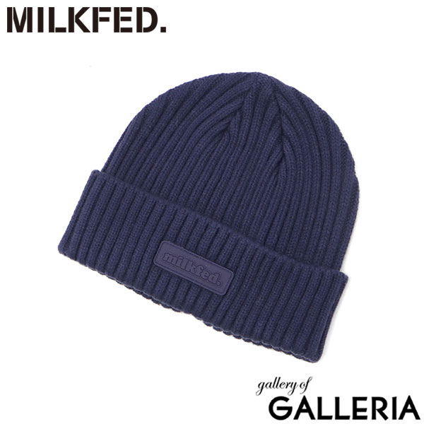 メール便  ミルクフェド ニット帽 レディース MILKFED. ブランド 秋冬 帽子 ニット 冬 秋 おしゃれ ニット帽子 かわいい ロゴ シンプル カジュアル 防寒 暖かい アクリル RUBBER PATCH KNIT CAP 103253051003